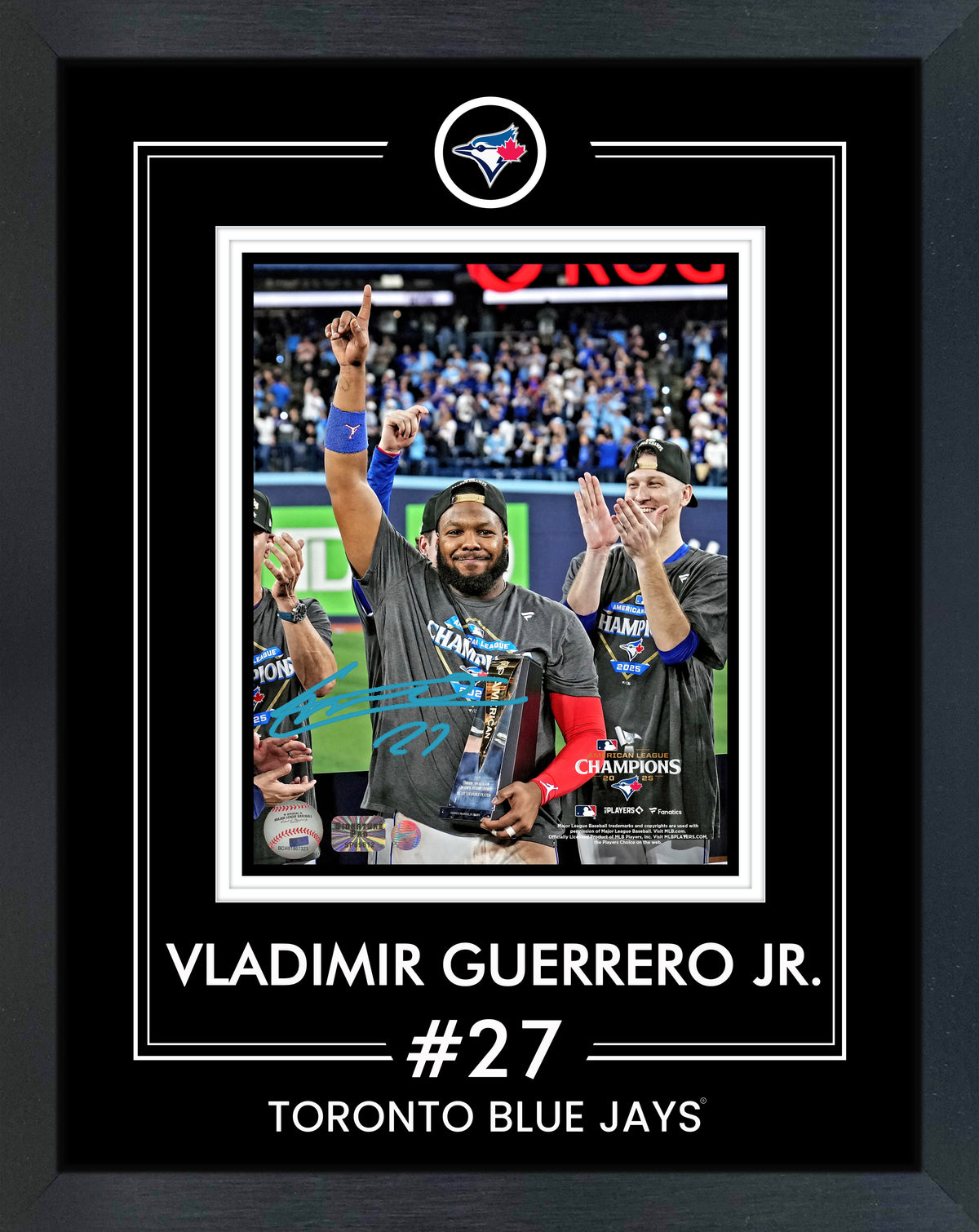 Vladimir Guerrero Jr. Signed Framed 8x10 Photo in PhotoGlass Toronto Blue Jays 2025 American League Champions MVP - AUCTION