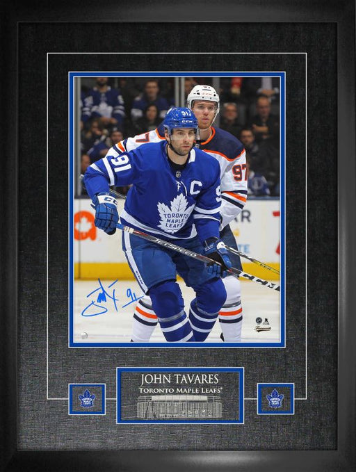 John Tavares Toronto Maple Leafs Signed Framed 11x14 in Action vs McDavid Photo - Frameworth Sports Canada 