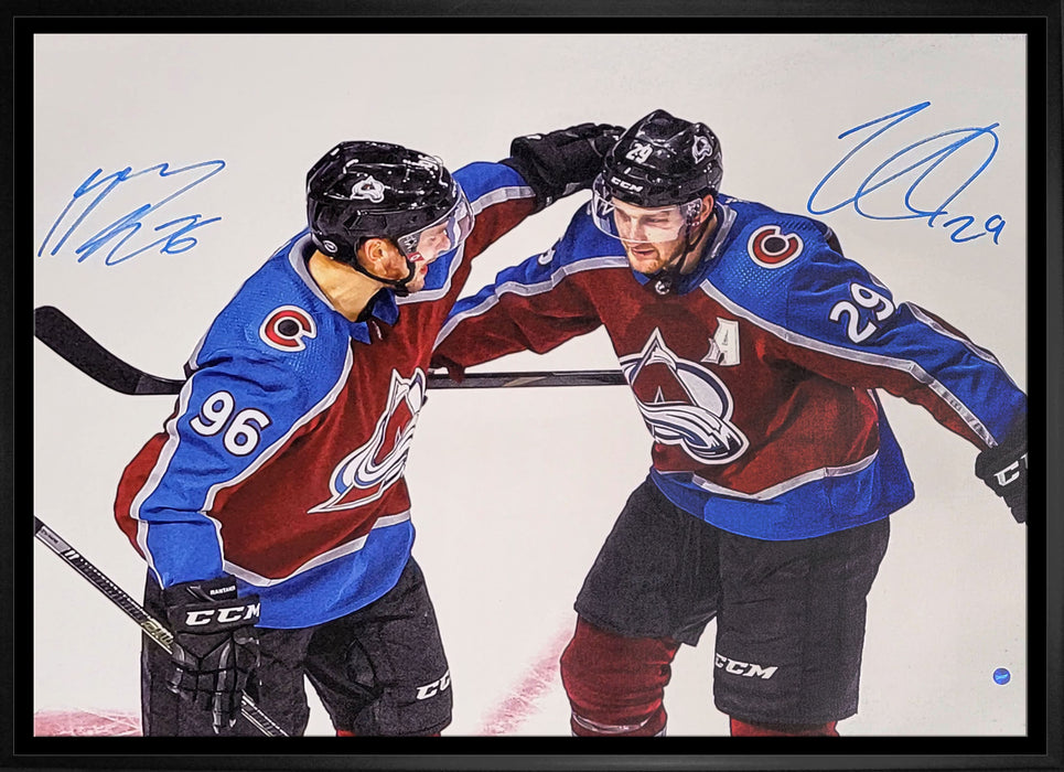 Nathan Mackinnon and Mikko Rantanen Colorado Avalanche Dual-Signed Framed 20x29 Celebration Canvas