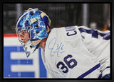 Jack Campbell Signed 20x29 Limited Edition Canvas Framed - Maple Leafs Leaning-H (L/E 36)