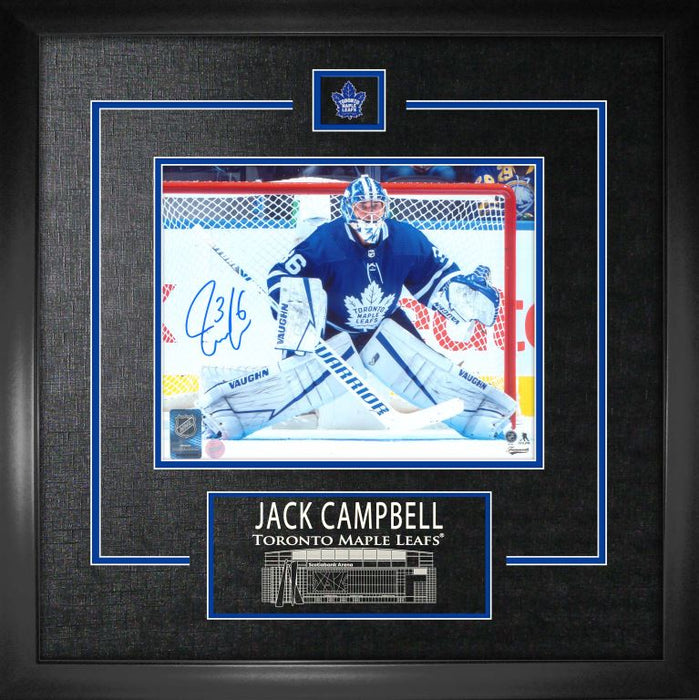 Jack Campbell Toronto Maple Leafs Signed Framed 8x10 Action Photo - Frameworth Sports Canada 