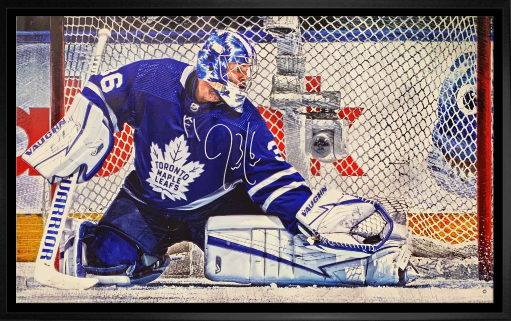 Jack Campbell Toronto Maple Leafs Signed Framed 36x60 Glove Save Gallery Edition Canvas