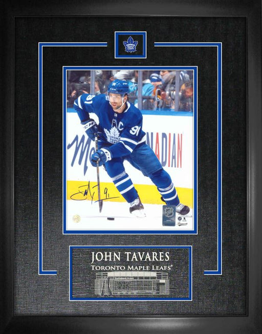 John Tavares Toronto Maple Leafs Signed Framed 8x10 Skating with the Puck Photo - Frameworth Sports Canada 
