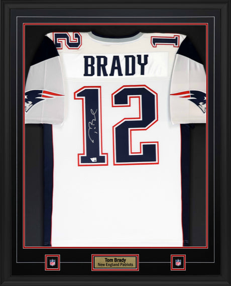 Tom Brady Signed Jersey Framed 34x42 New England Patriots (M&N/White/2000/Authentic) - AUCTION