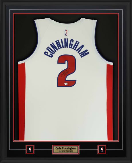 Cade Cunningham Signed Jersey Framed 34x42 Detroit Pistons Nike White Association Swingman - AUCTION