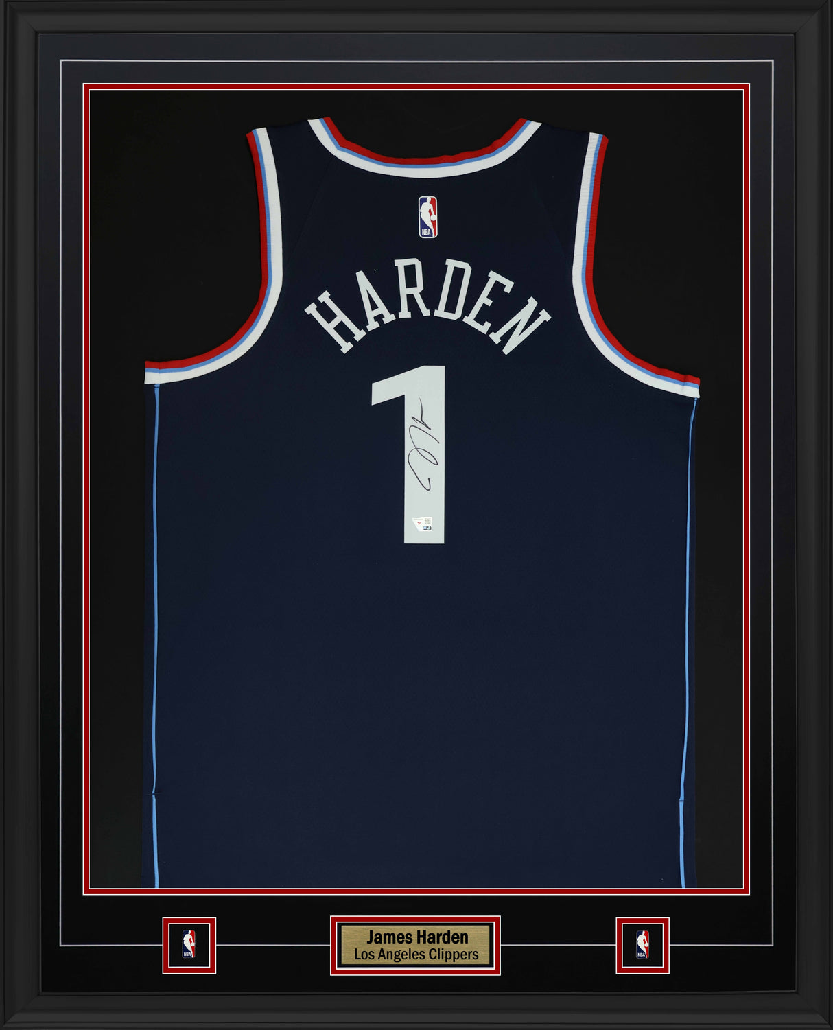 James Harden Signed Jersey Framed 34x42 Los Angeles Clippers Nike Blue Icon Swingman - AUCTION