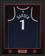 James Harden Signed Jersey Framed 34x42 Los Angeles Clippers Nike Blue Icon Swingman - AUCTION