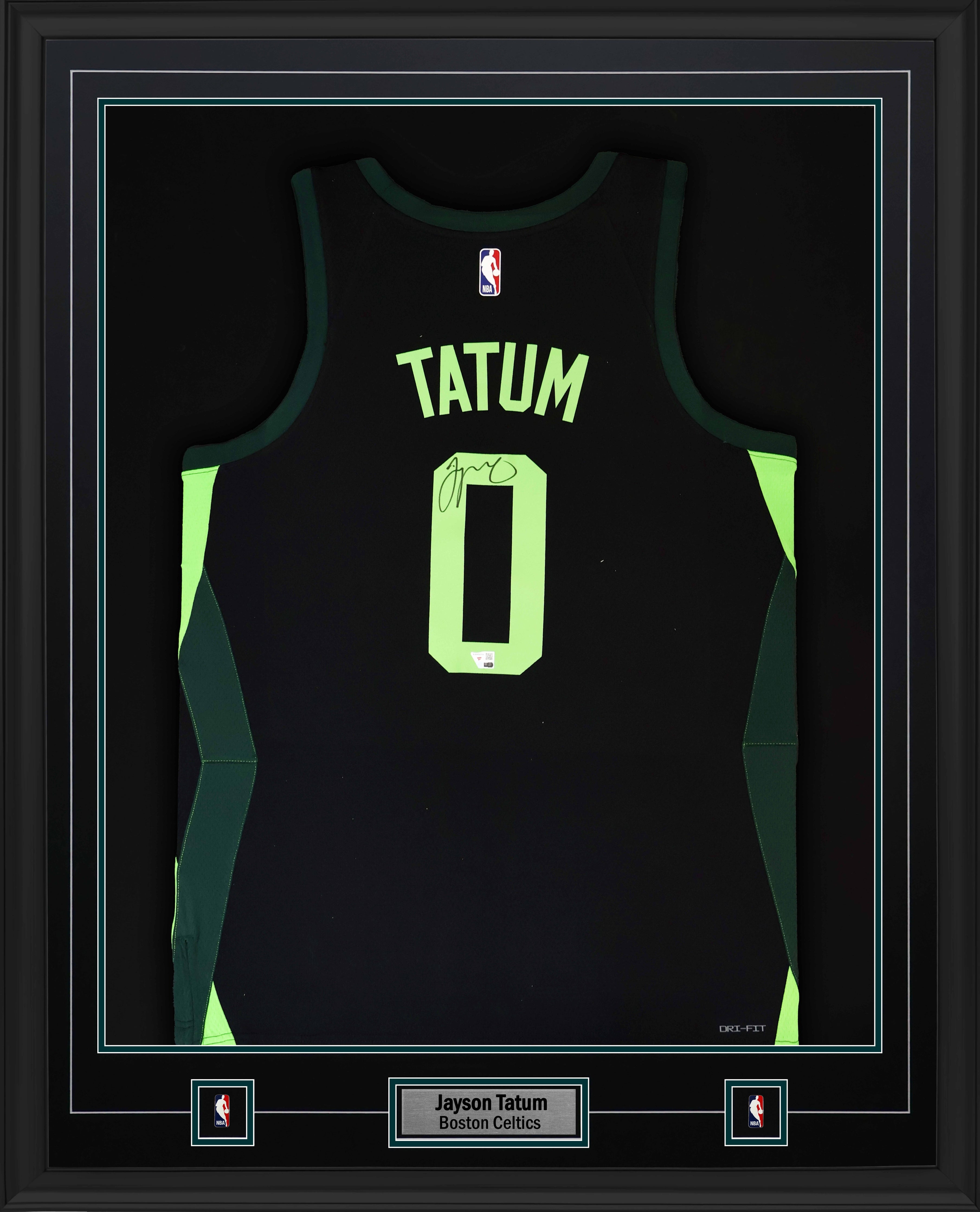 Jayson Tatum Signed Jersey Framed 34x42 Boston Celtics Nike Black