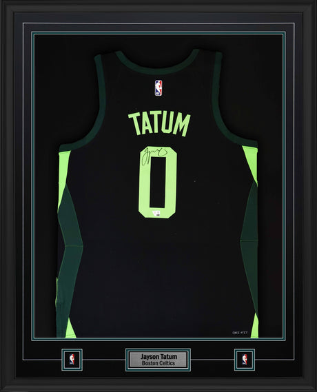Jayson Tatum Signed Jersey Framed 34x42 Boston Celtics Nike Black 2024-25 City Swingman - AUCTION