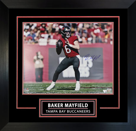 Baker Mayfield Signed 16x20 Photo Framed Tampa Bay Buccaneers Throwing - AUCTION