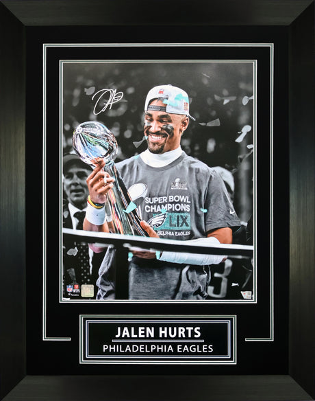 Jalen Hurts Signed 16x20 Photo Framed Philadelphia Eagles Super Bowl LIX Champions Super Bowl LIX - AUCTION