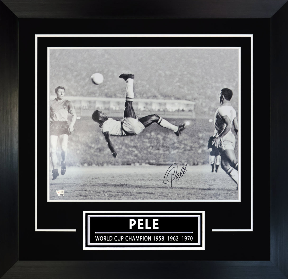 Pele Signed 16x20 Photo Framed Brazil Bicycle Kick - AUCTION