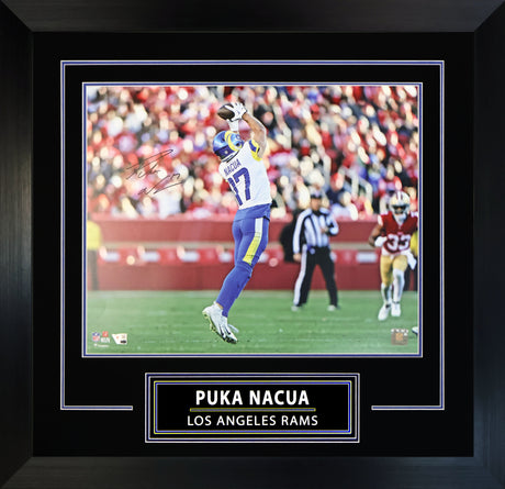Puka Nacua Signed 16x20 Photo Framed Los Angeles Rams NFL Rookie Record Setting Game for Catches and Yards - AUCTION