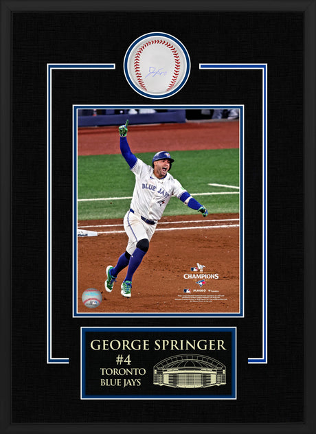 George Springer Signed Deluxe Framed Official Baseball Toronto Blue Jays - AUCTION