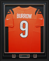 Joe Burrow Signed Framed 34x42 Cincinnati Bengals Orange Nike Alternate Vapor Limited Jersey - AUCTION
