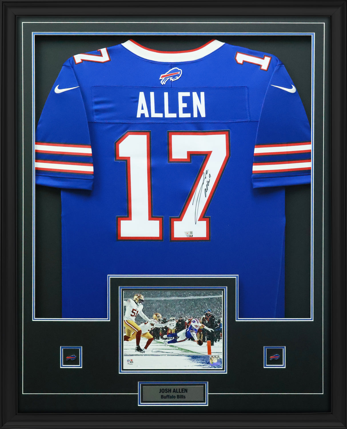 Josh Allen Signed Framed 34x42 Buffalo Bills Nike Blue Fuse Limited Jersey - AUCTION