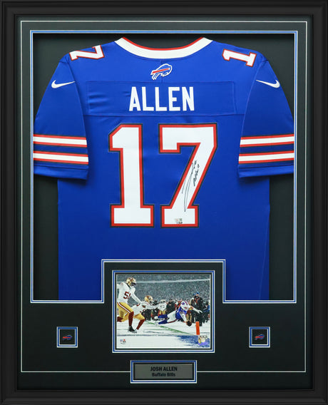 Josh Allen Signed Framed 34x42 Buffalo Bills Nike Blue Fuse Limited Jersey - AUCTION