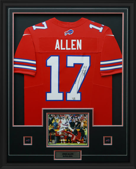 Josh Allen Signed Framed 34x42 Buffalo Bills Nike Red Limited Jersey - AUCTION