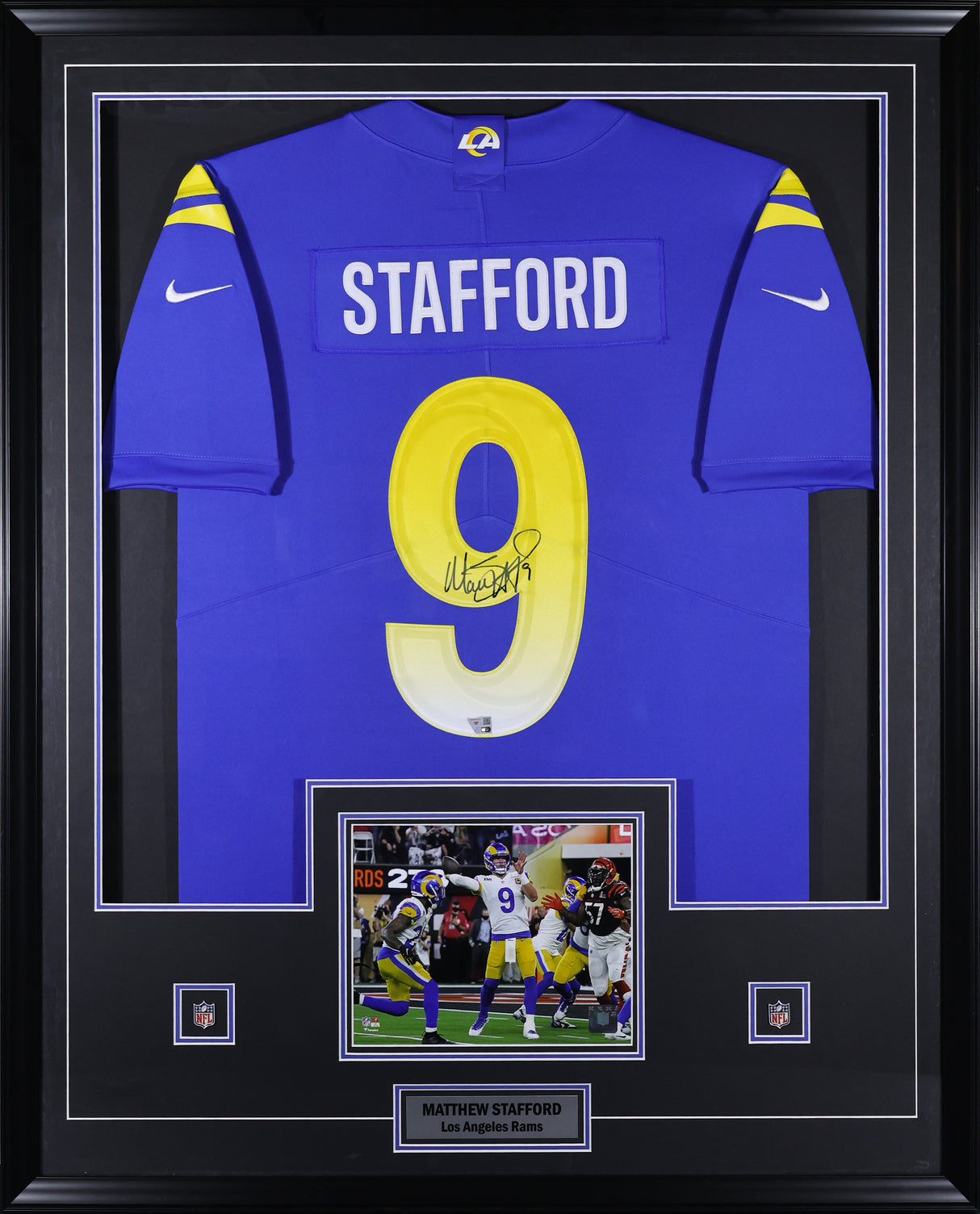 Matthew Stafford Framed 34x42 Los Angeles Rams Signed Royal Nike Limited Jersey - AUCTION