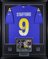 Matthew Stafford Framed 34x42 Los Angeles Rams Signed Royal Nike Limited Jersey - AUCTION