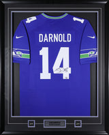Sam Darnold Signed Framed 34x42 Seattle Seahawks Nike Royal Throwback Game Jersey - AUCTION