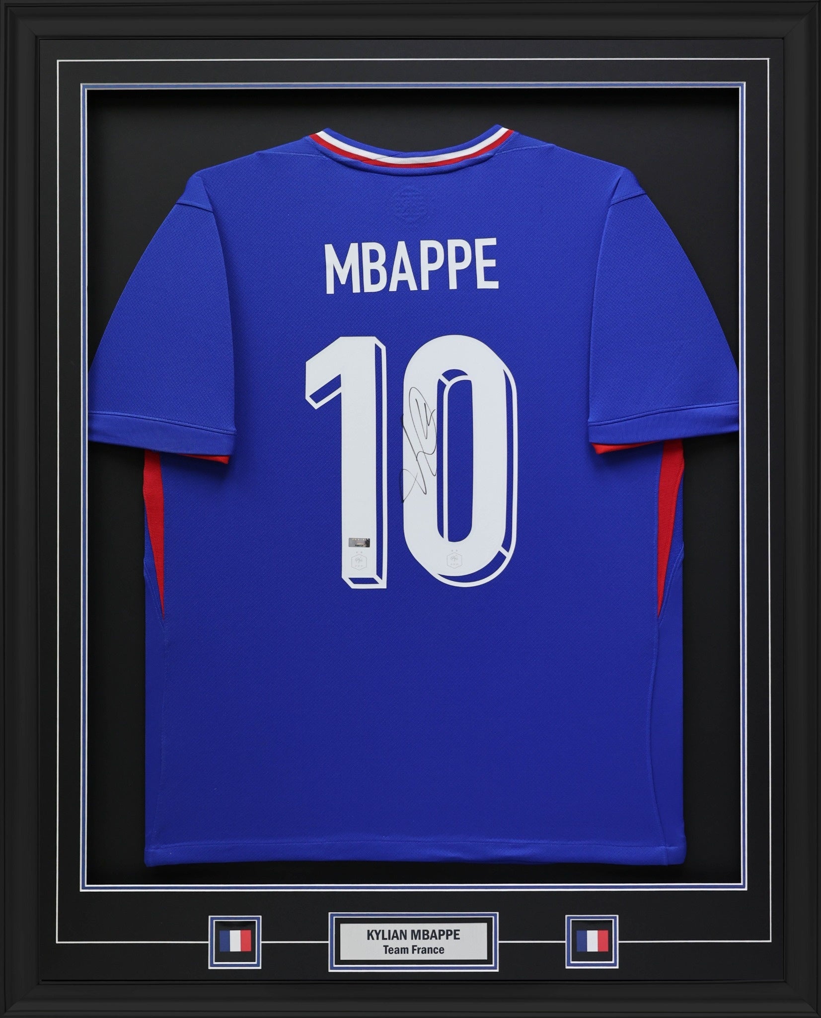 Kylian Mbappe Signed Jersey Framed 34x42 Blue Replica Home Jersey