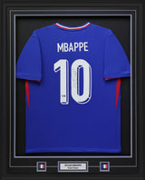 Kylian Mbappe Signed Jersey Framed 34x42 Blue Replica Home Jersey 2024 France National Team - AUCTION