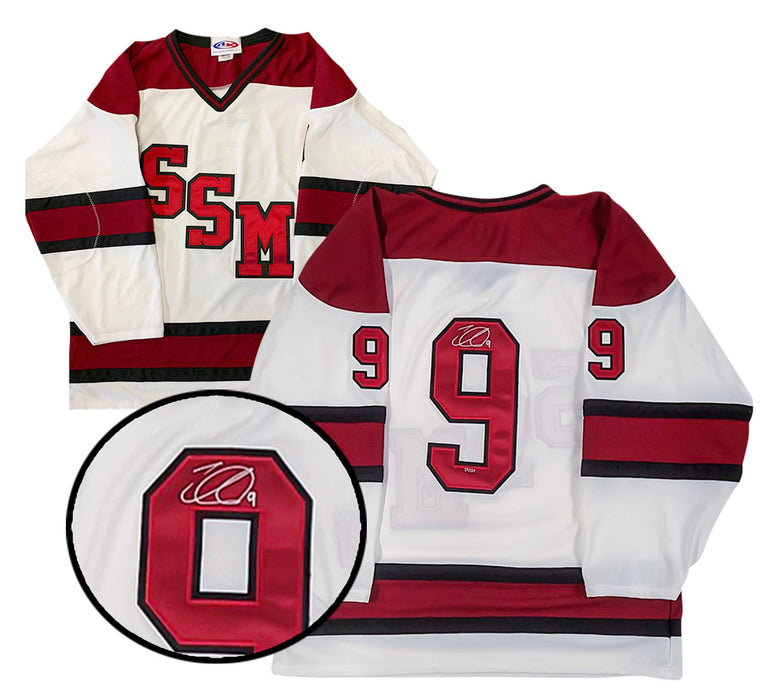 Nathan MacKinnon Signed Shattuck St Mary's White Jersey LE 129