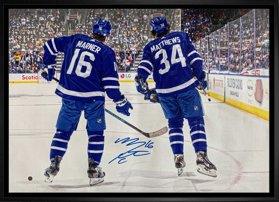 Mitch Marner Toronto Maple Leafs Signed Framed 20x29 Backview with Matthews Canvas - Frameworth Sports Canada 