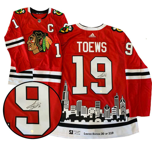 Jonathan Toews Signed Chicago Blackhawks Red Adidas Authentic Skyline Jersey LE/119 - Frameworth Sports Canada 