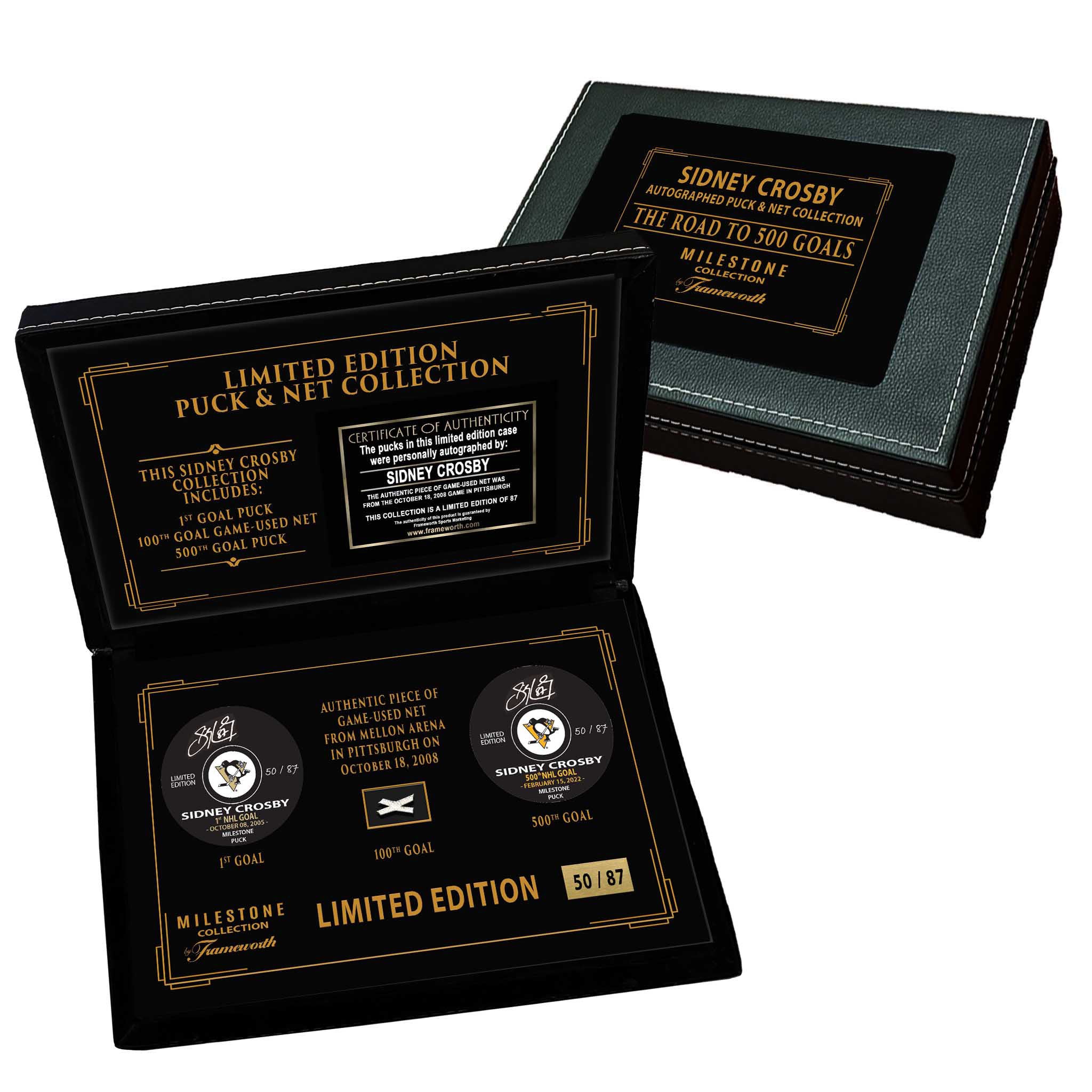 Sidney Crosby Signed 'Road to 500 Goals' Puck in Deluxe Case