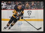 Jeff Carter Pittsburgh Penguins Signed 20x29 Framed Canvas Penguins Black-H Skating