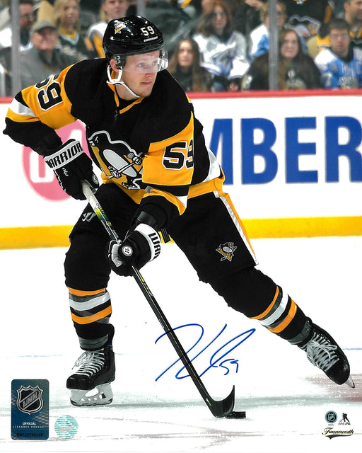 Jake Guentzel Pittsburgh Penguins Signed 8x10 Skating with Puck Photo - Frameworth Sports Canada 