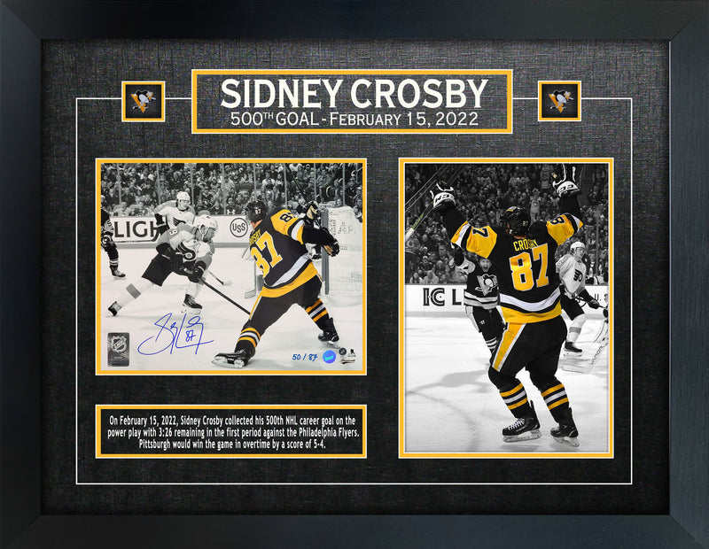 Sidney Crosby Signed Framed Pittsburgh Penguins 8x10 Spotlight vs Flyers Photo (Limited Edition of 87) - Frameworth Sports Canada 