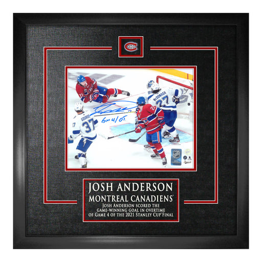 Josh Anderson Montreal Canadiens Signed Framed 8x10 Scoring Photo with "Gm 4 OT" Inscribed - Frameworth Sports Canada 
