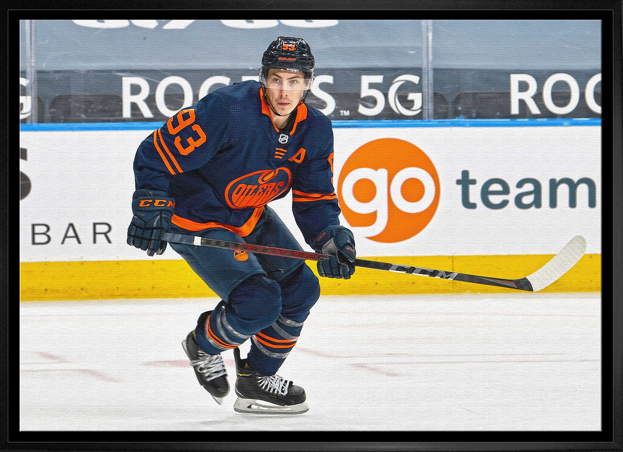 Ryan Nugent-Hopkins 20x29 Framed Canvas Oilers Action-H