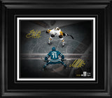 Macklin Celebrini and Sidney Crosby dual-signed framed hockey print