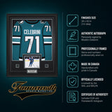 Macklin Celebrini Signed Framed 34x42 San Jose Sharks Home Fanatics Premium Jersey