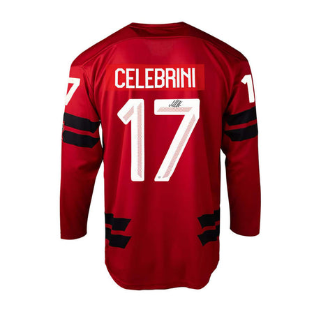 Macklin Celebrini signed Hockey Canada 2026 Olympics red jersey