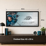 Macklin Celebrini Signed 18x40 Print Framed San Jose Sharks Oversize Autograph 1st Edition (Limited Edition of 25)