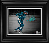 Macklin Celebrini signed framed San Jose Sharks action hockey print