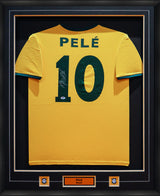 Pele Back Signed Framed 34x42 Brazil Retro Home Jersey - AUCTION