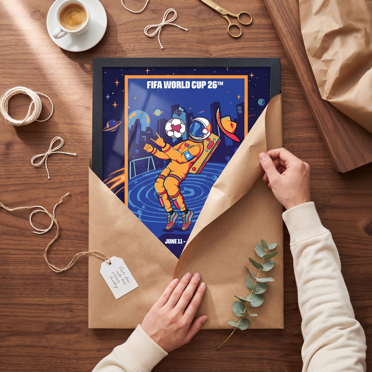 Houston FIFA World Cup 2026 Officially Licensed Framed Poster – Shadow Box Frame Behind Glass – Unboxing Gift