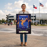 Houston FIFA World Cup 2026 Officially Licensed Framed Poster – Shadow Box Frame Behind Glass – Outside Women Holding Nasa