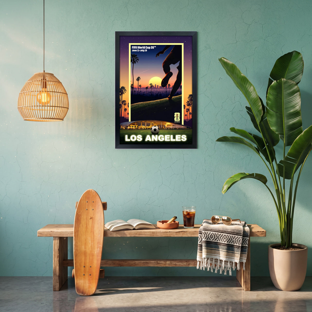 Los Angeles FIFA World Cup 2026 Officially Licensed Framed Poster – Shadow Box Frame Behind Glass – Home