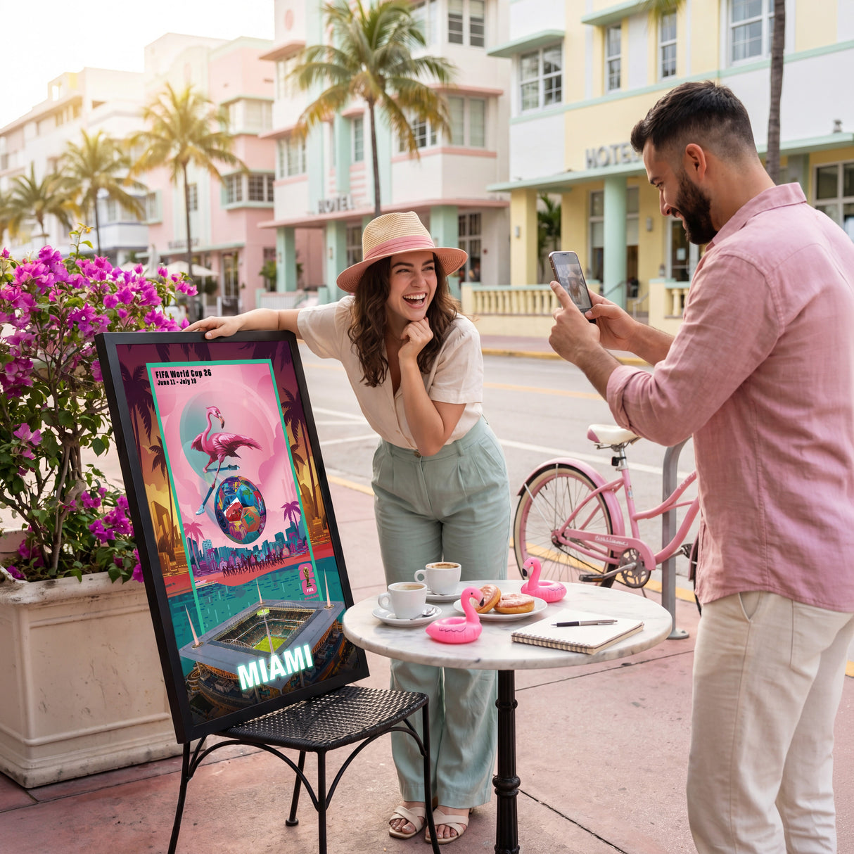 Miami FIFA World Cup 2026 Officially Licensed Framed Poster – Shadow Box Frame Behind Glass – Outside View 2 Person