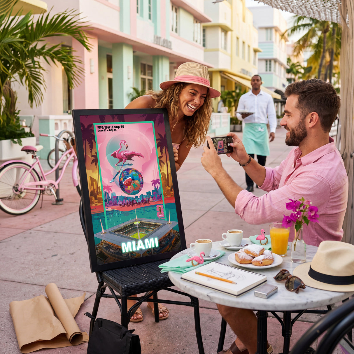 Miami FIFA World Cup 2026 Officially Licensed Framed Poster – Shadow Box Frame Behind Glass – Outside View 2 Person