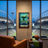 Seattle FIFA World Cup 2026 Officially Licensed Framed Poster – Shadow Box Frame Behind Glass – Stadium Top View
