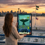 Seattle FIFA World Cup 2026 Officially Licensed Framed Poster – Shadow Box Frame Behind Glass – Ferry Deck Golden Hour