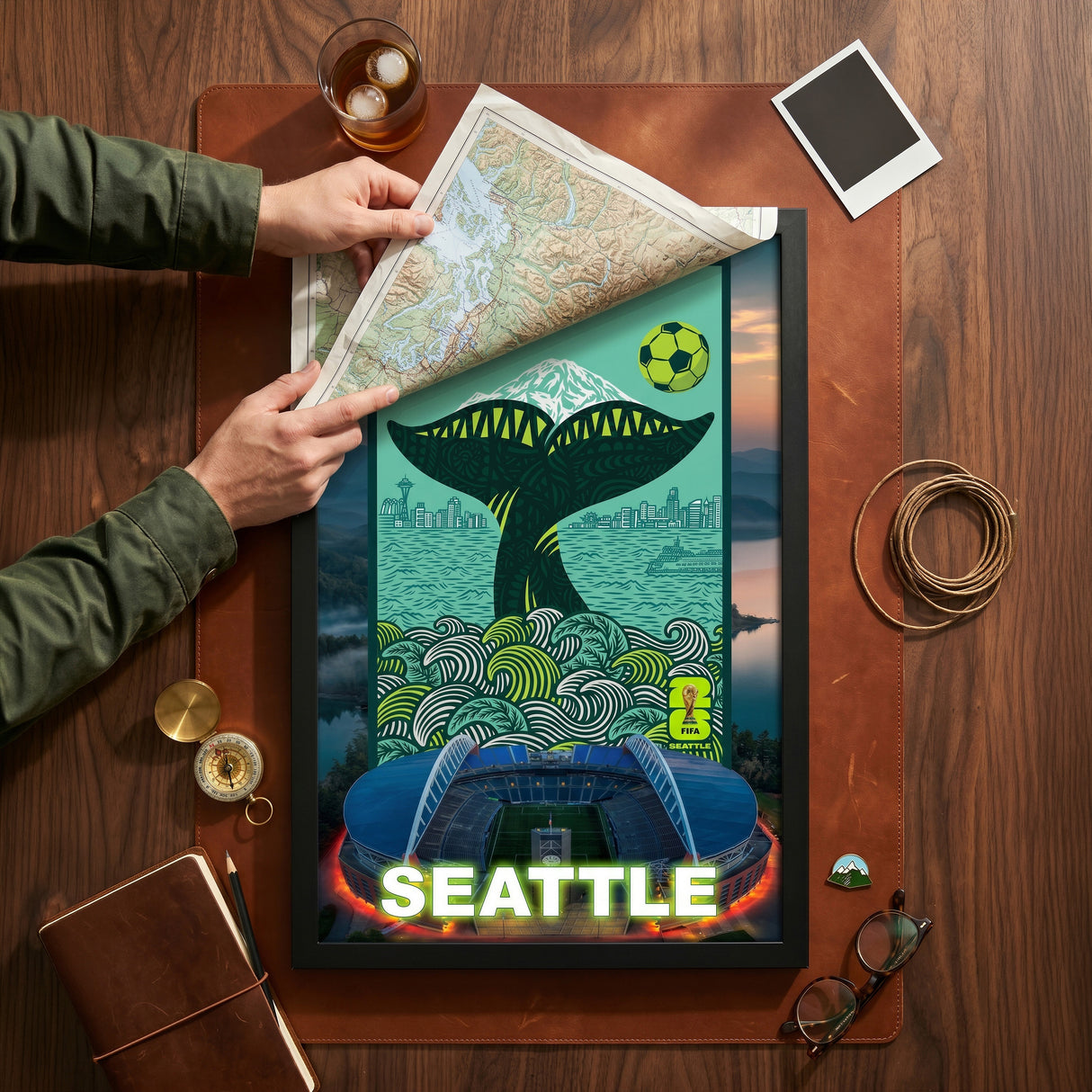 Seattle FIFA World Cup 2026 Officially Licensed Framed Poster – Shadow Box Frame Behind Glass – Unboxing 2